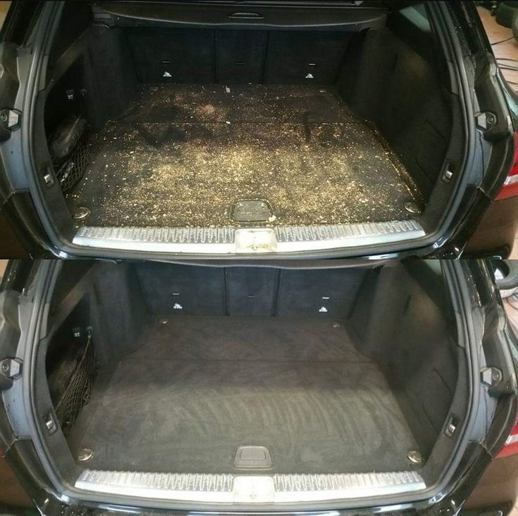 Avant / après nettoyage du coffre d'une voiture